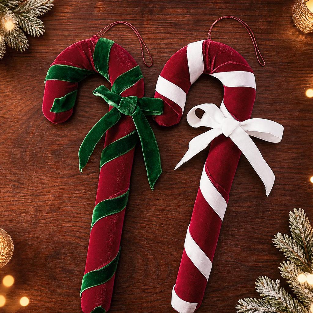 New Christmas Candy Cane Fabric Ornament for Tree & Window Decorations