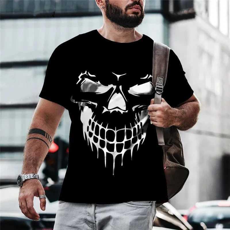 Devil Expression Halloween Print T-shirt Men's Fashion Casual Halloween T-shirt Men's Short Sleeve Round Neck Top 2024 New