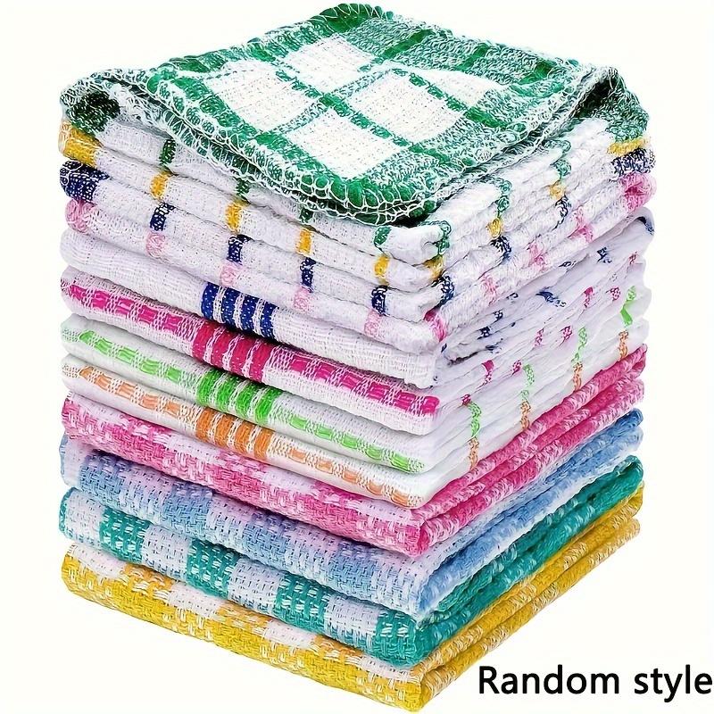 

10pcs Double Sided Dishwashing Cloth, Kitchen Housekeeping Cleaning Cloth, Non Shedding Plaid Cleaning Cloth, Cleaning Tools