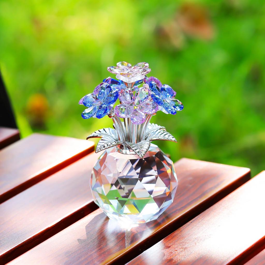 Colorful K9 Crystal Forget Me Not Crystal Flower Flower Birthday Gifts for Wedding Anniversary Gifts for Friends and Retirement Wedding Day Gifts for