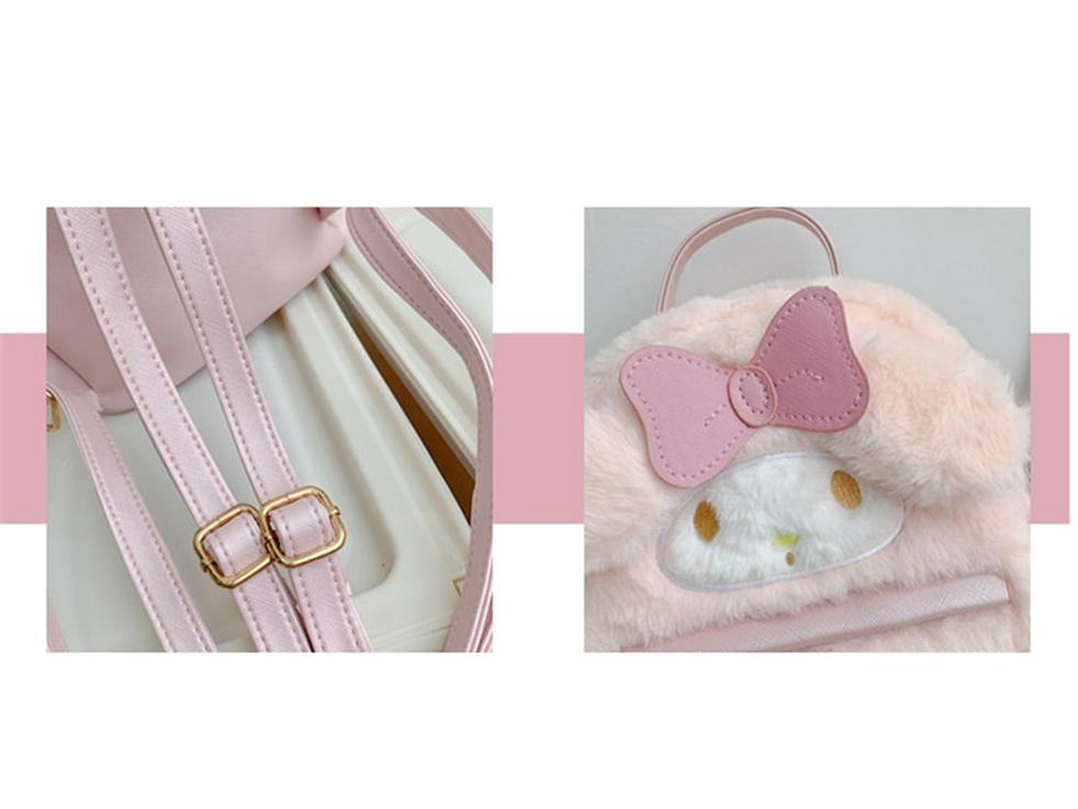 Japanese Cute Cartoon Backpack - Fluffy Big-Ear Dog Plush Schoolbag with Heart Design