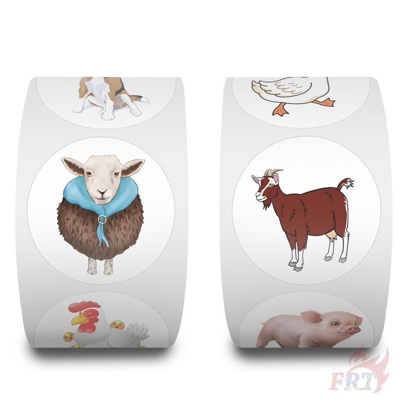 500Pcs/Roll Farm Animals Kids Rewards Stickers - DIY Scrapbooks Album Decor Sealing Label Decals