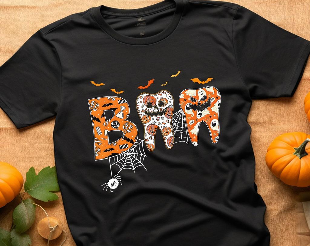Halloween Boo Teeth Shirt, Spooky DentisT-Shirt, Halloween DentisT-Shirt, Halloween Costume, Trick Or Teeth, Funny Halloween Gift Tee Tops