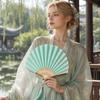 Bamboo Frame Folding Hand Fan Shell-Shaped Dance Fan Creative Summer Cooling Fan  Photo Prop