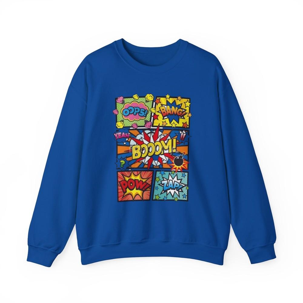 

Comic Book Sweatshirt, Superhero Jumper, Funny Graphic Crewneck, Pop Art 4XL