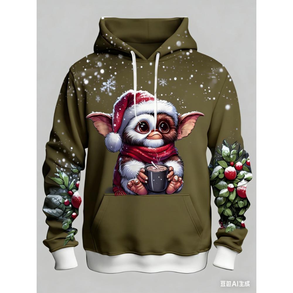 Christmas snowflake monster pattern men's hoodie
