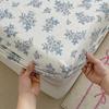 Washed Cotton Fitted Sheet with Elastic Bands Non Slip Adjustable Mattress Cover Printed  Pure Cotton  for Double King Queen