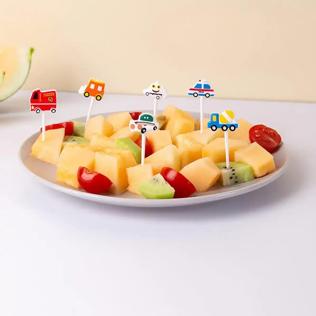 

6pcs/set Car Castle Vegetable Cute Mini Toddler Children Fruit Forks Toothpicks Kids Food Picks Cartoon
