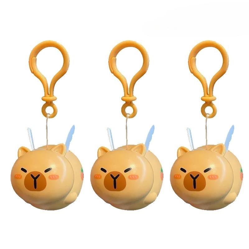 1-6Pcs Funny Flying Capybara Keychain Cartoon Pull String Animal Pendant Gift for Adults