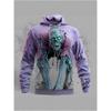 Mens Loose Fit Hooded Sweatshirt Halloween Horror Cartoon Print Long Sleeve Pullover Teens Adults