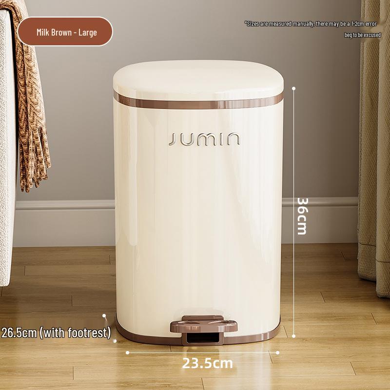 Elegant Large-Capacity Trash Can with Foot Pedal & Lid for Home Use: Kitchen, Living Room, Bedroom, Bathroom, Toilet. Plastic Bin & Paper Basket.