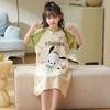 2026 Girls Cotton Nightdress Short Sleeve Pajama Dress Kids Ages 8-14 Soft Breathable Sleepwear