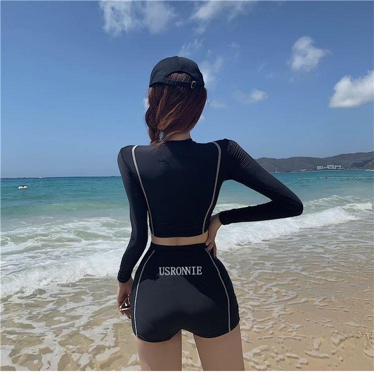 Women's Professional Long & Short Sleeve Split Swimsuit - Conservative Hot Spring Design