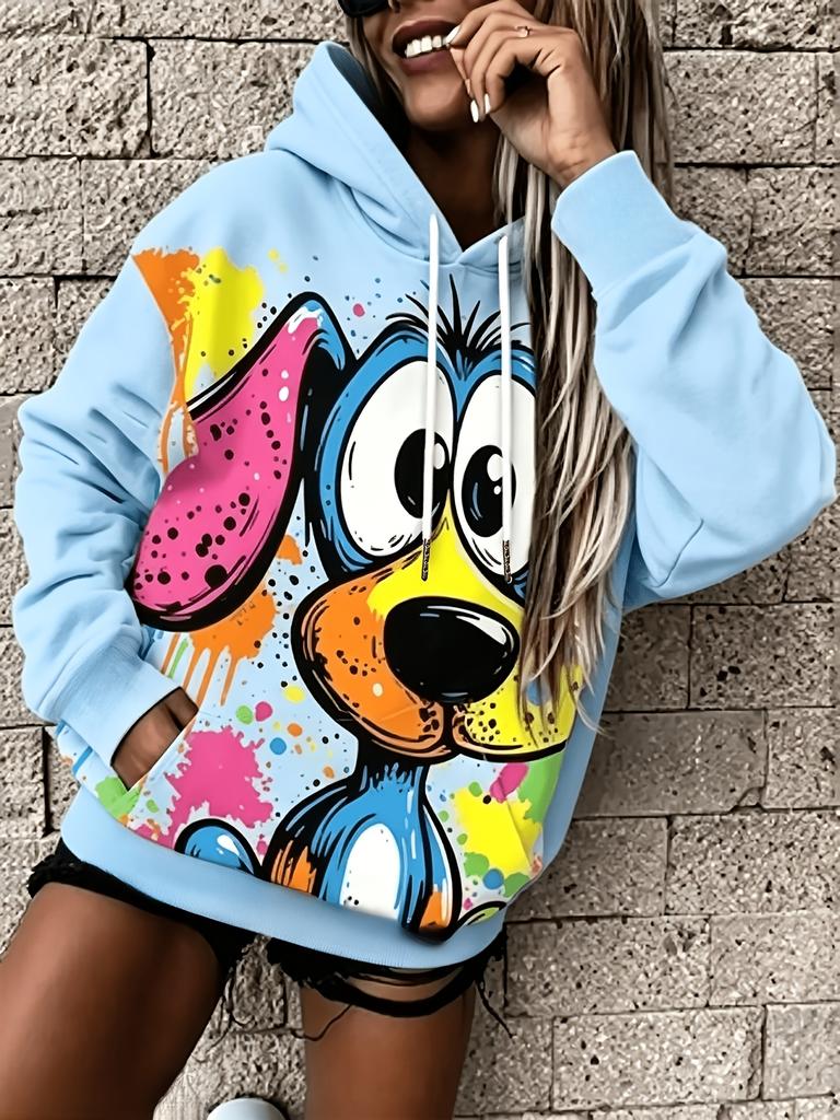 Fashionable women's loose casual street style hooded sweatshirt, loose casual, fashionable top