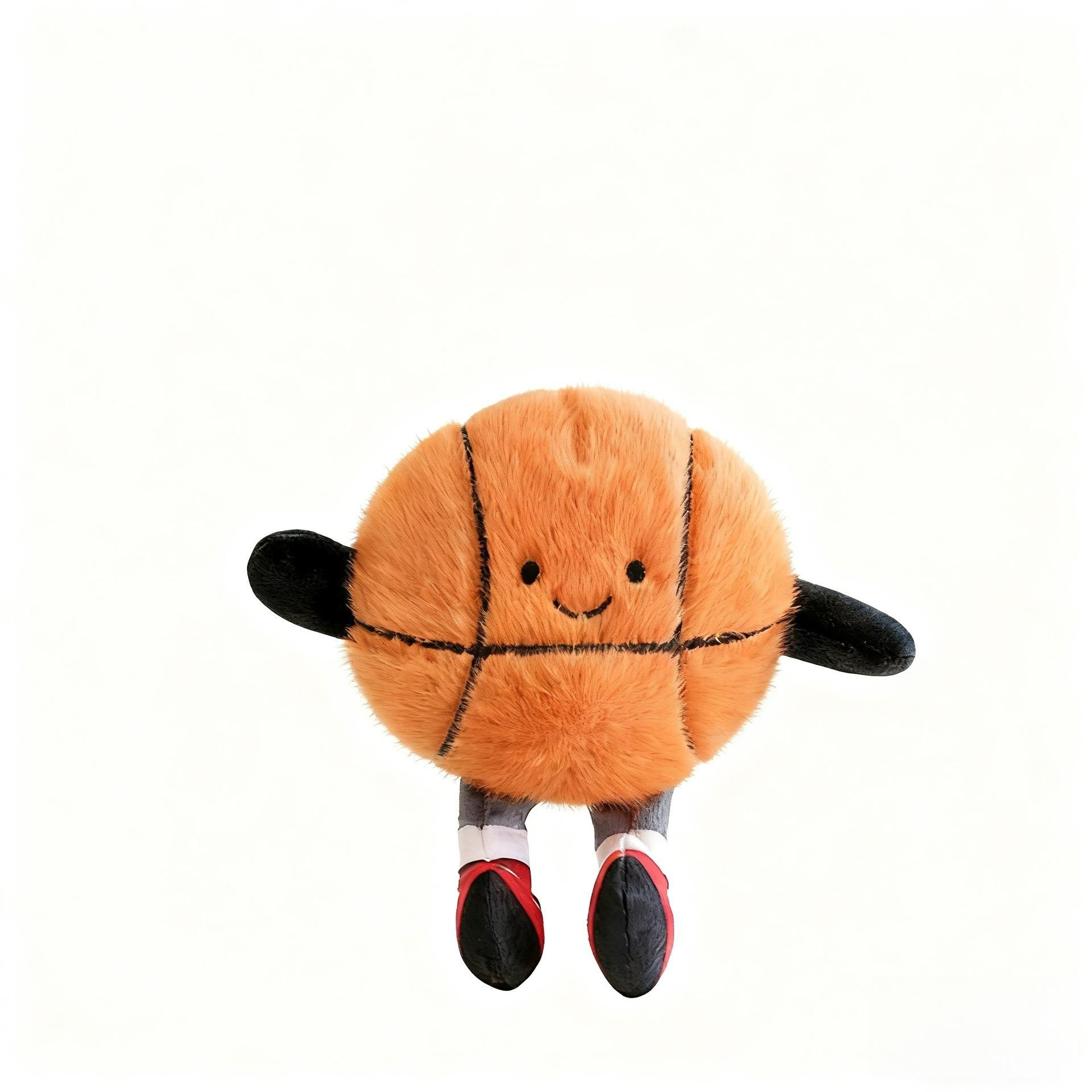 Super schattige basketbal tennis pluche hanger badminton voetbal pop simulatie pop speelgoed hanger tas hanger Tas Bedel orange