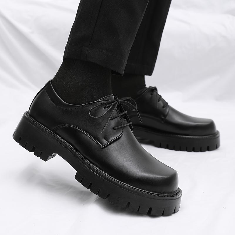 Platform Men Leather Shoes Casual Formal Dress Oxfords British Style Wedding Flats Soft Breathable Walking Office Sneakers