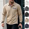 Men's Plaid Polo Sweatshirt, Loose Fit Collared Pullover with Button Placket, Long Sleeve Casual Fall Top