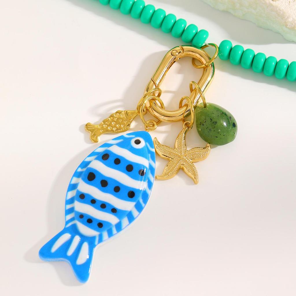 High-End Ocean-Inspired Beaded Necklace with Starfish and Seashell Pendant for Women