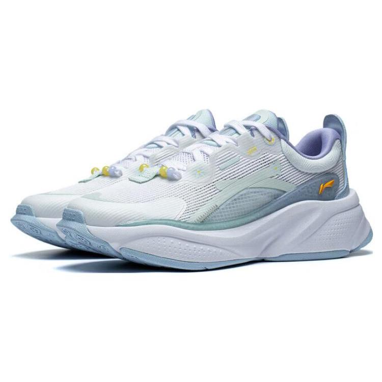 Li Ning Soft Slip Resistant Abrasion Resistant Low top Casual Shoes Women's White Blue AGLT052-4