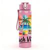 1PC Beach Vibes Tropical Retro Vacation Badge 750ml Color Plastic Sports Water Bottle Leakproof Flip Straw Lid Suitable for Sports Office Home Use