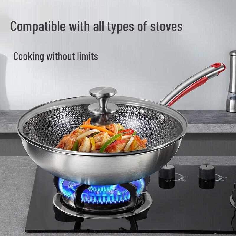 Chuidahuang CK72498 Neuer Klassischer Wok aus Edelstahl mit Wabenmuster