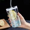 300ml Five-Pointed Star Glass Cup With Straw Color Gradient Cups Cold Drink Cup Coffee With Lid Drinking Cup Drinkware