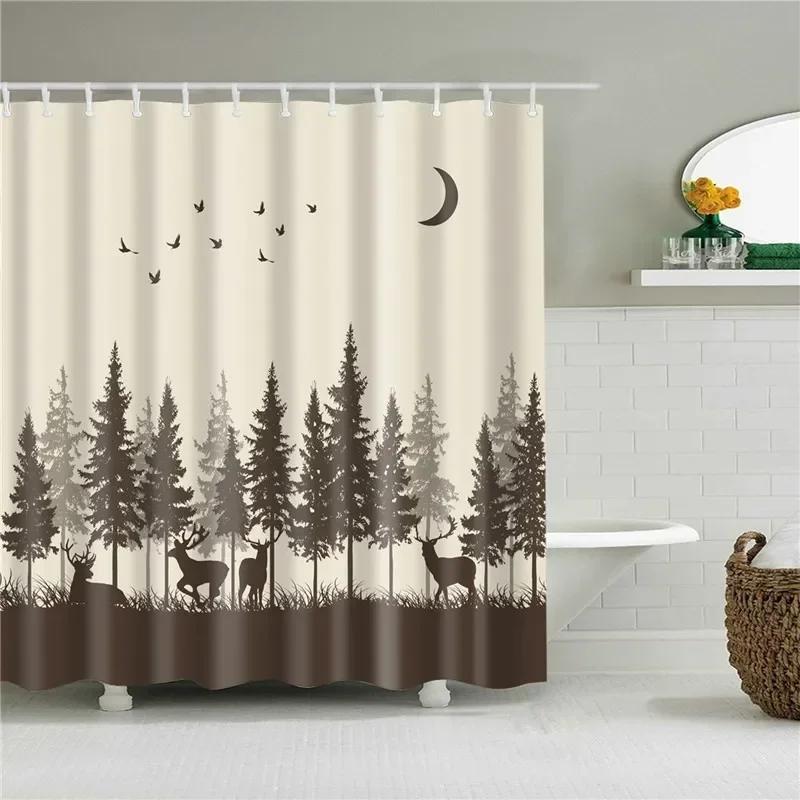 Lotus Buddha Rose Flower Green Leaves Lavender Butterfly Bathroom Accessories Set Shower Curtain with 12 Hooks