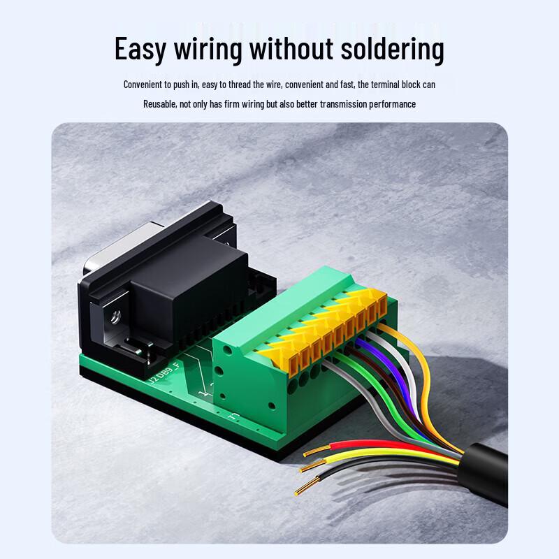 Z-TEK DB9 Solderless Female to 9-Pin Terminal Block Connector