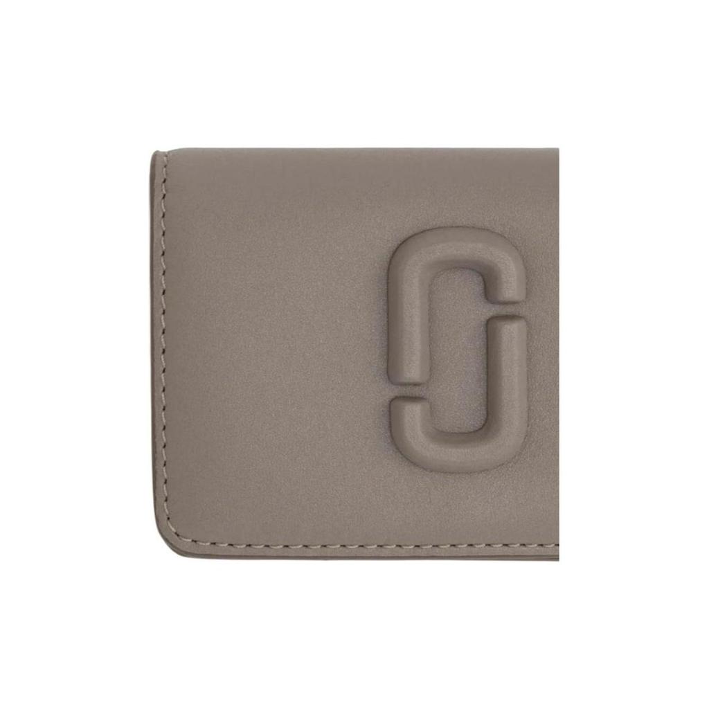 Marc Jacobs The J Marc Logo Plaque Leather Card Holder Men Accessories Gray Brown 2R4SMP005S02055