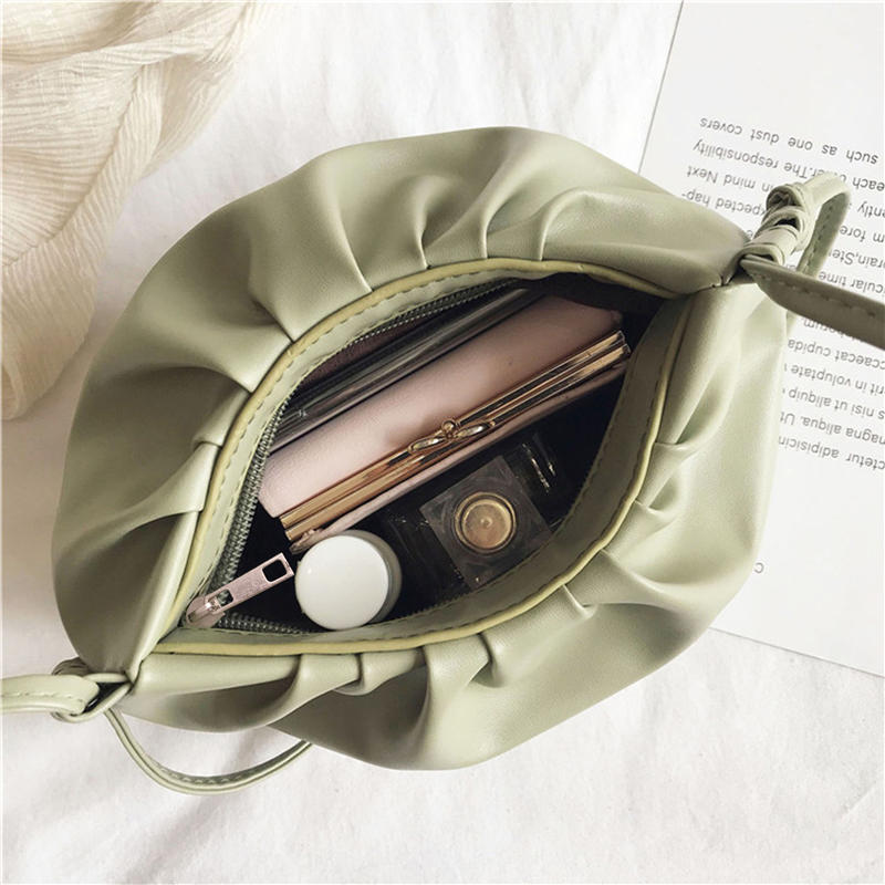 Women's Fashion Cloud Shape Evening Bag Niche Design Solid Color Leather Shoulder Messenger Bag