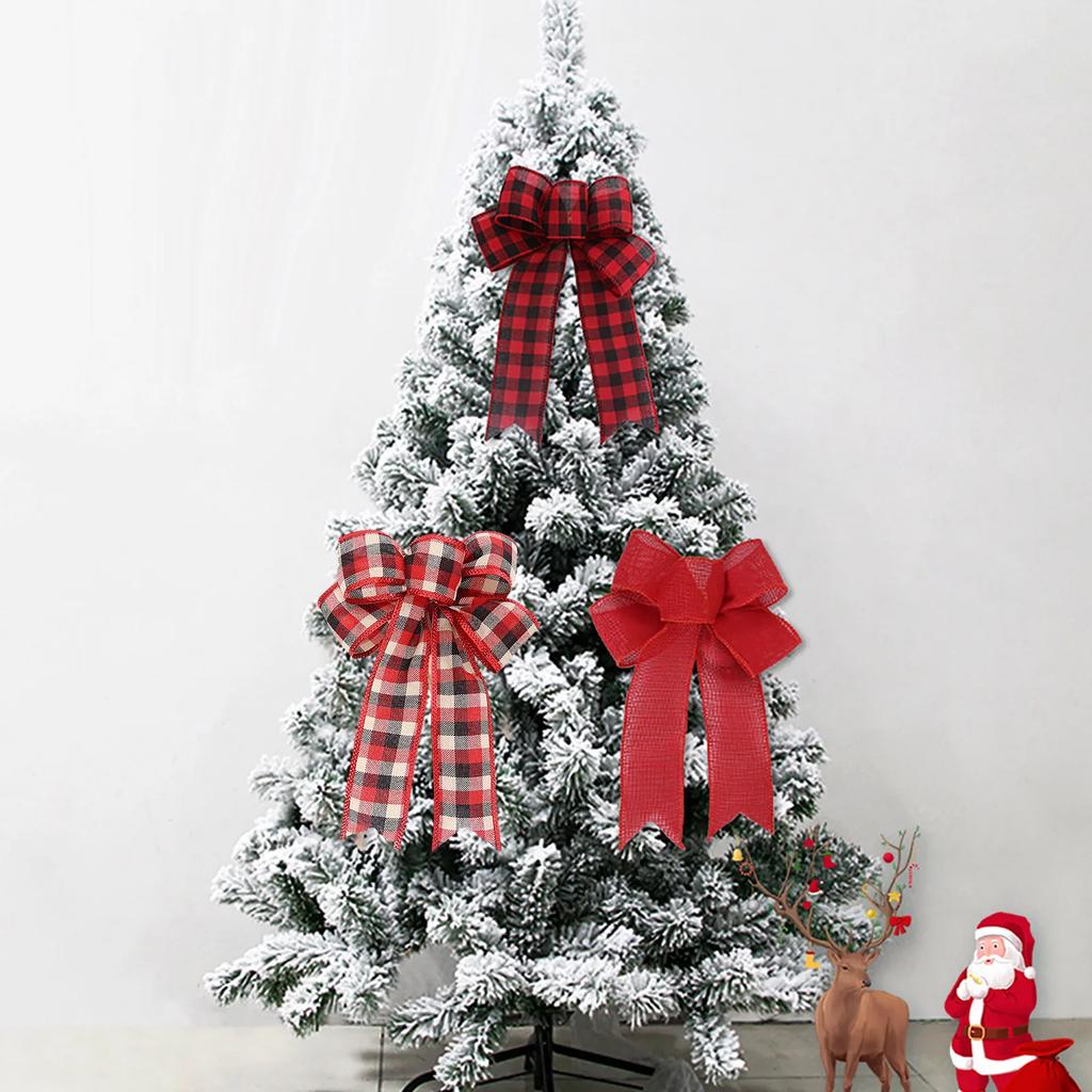 3Pcs Portable Xmas Bow-knot Interior Decoration Bow Christmas Bows Holiday Decorative Lightweight Party Accessories
