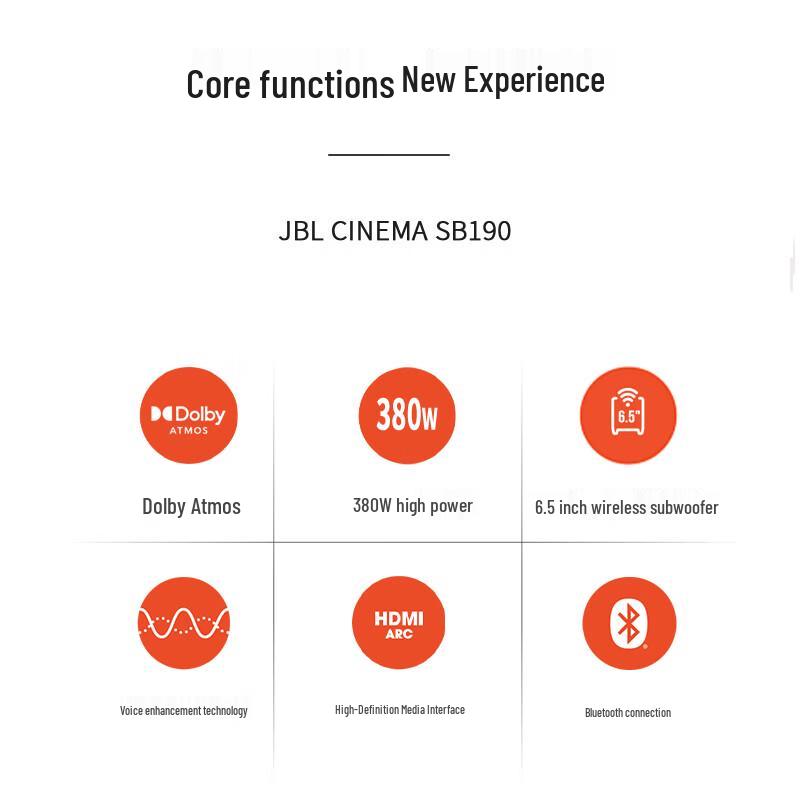 JBL CINEMA SB190 2.1 Channel Dolby Atmos Soundbar with Wireless Subwoofer CN Plug (adapter Included) (CN Version)