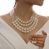European and American Famous Style Pearl Temperament Women's Short Necklace Earrings Women's Jewelry Set