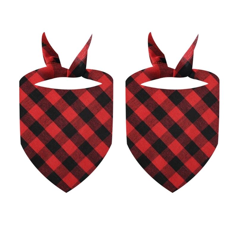 Dogs Checkered Scarf Pet Plaids Neckerchief Holiday Bandana Party Accessories