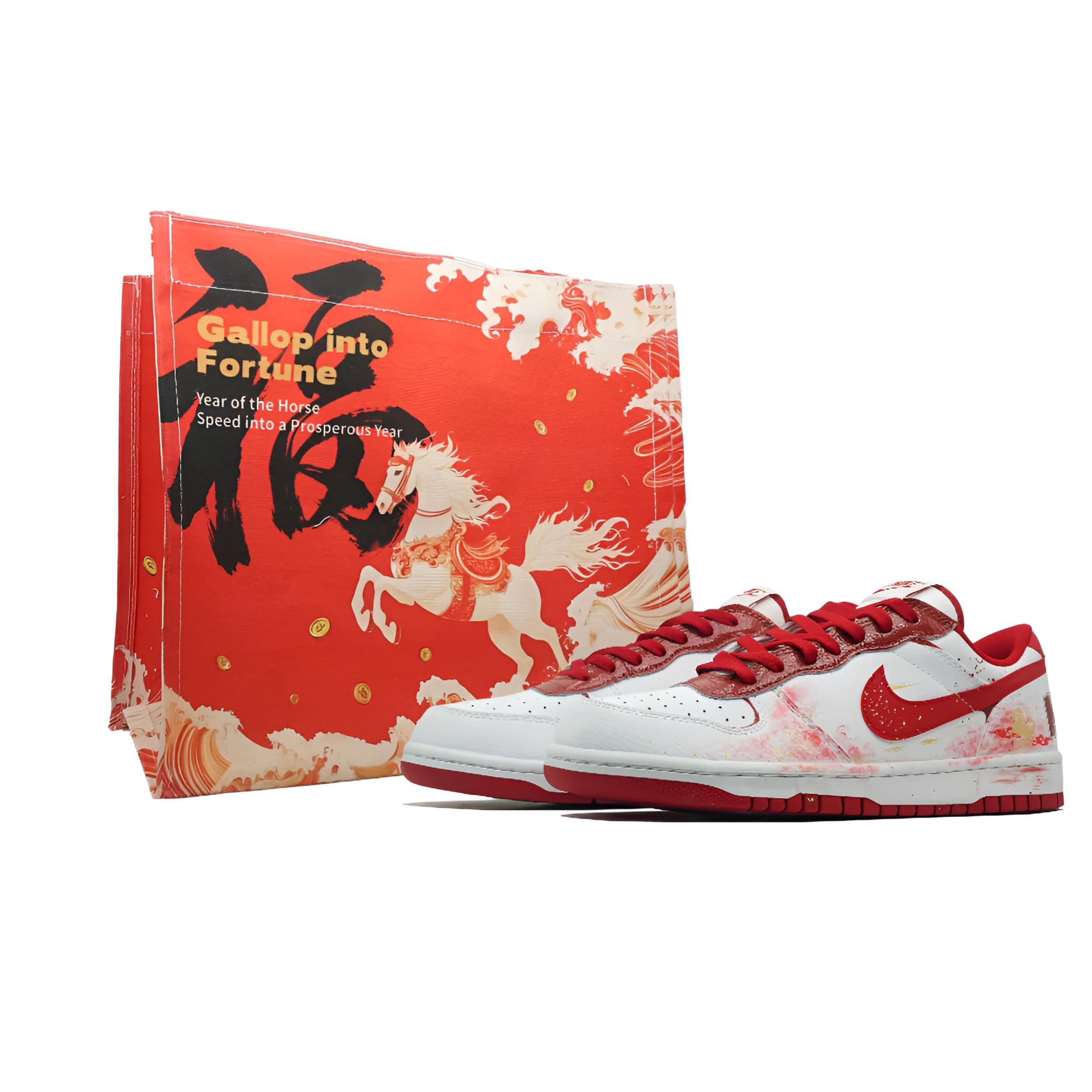 

Nike Big Horse Steps On Auspicious Clouds Abrasion Resistant Low top Skateboard Shoes Men s White Red 355152-150(Team1321-SBOX) 45