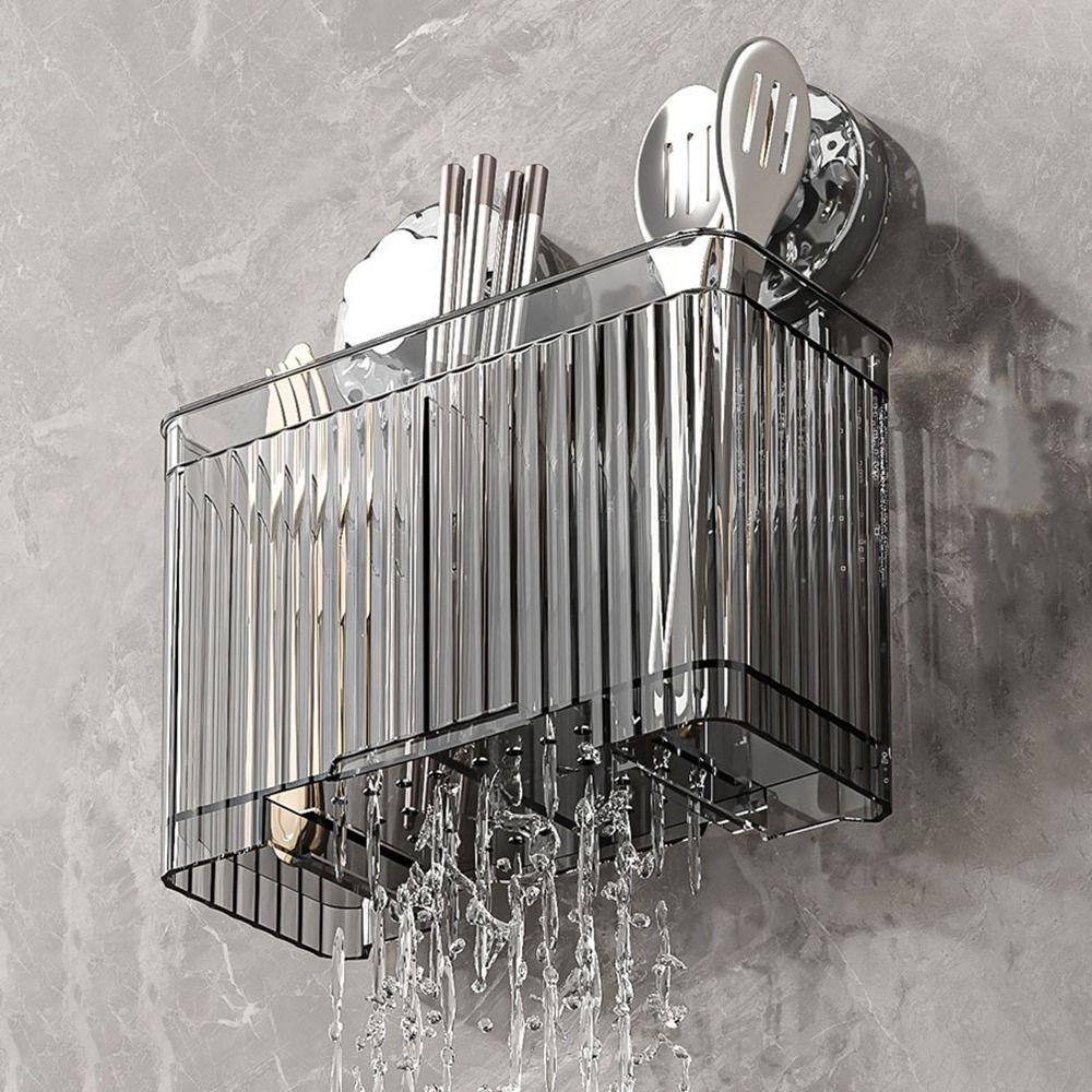 Reusable Suction Cup Chopstick Holder Plastic Chopsticks Spoon Organizer Chopstick Cage  Bathroom