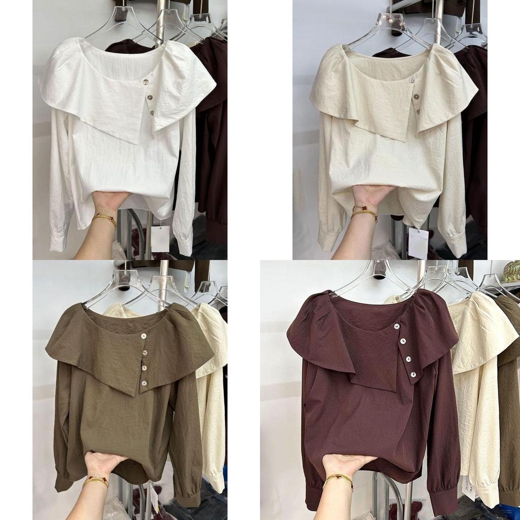 Han Style Ruffled Long Sleeve Shirt With 3d Pattern For Spring Fashion Ladies
