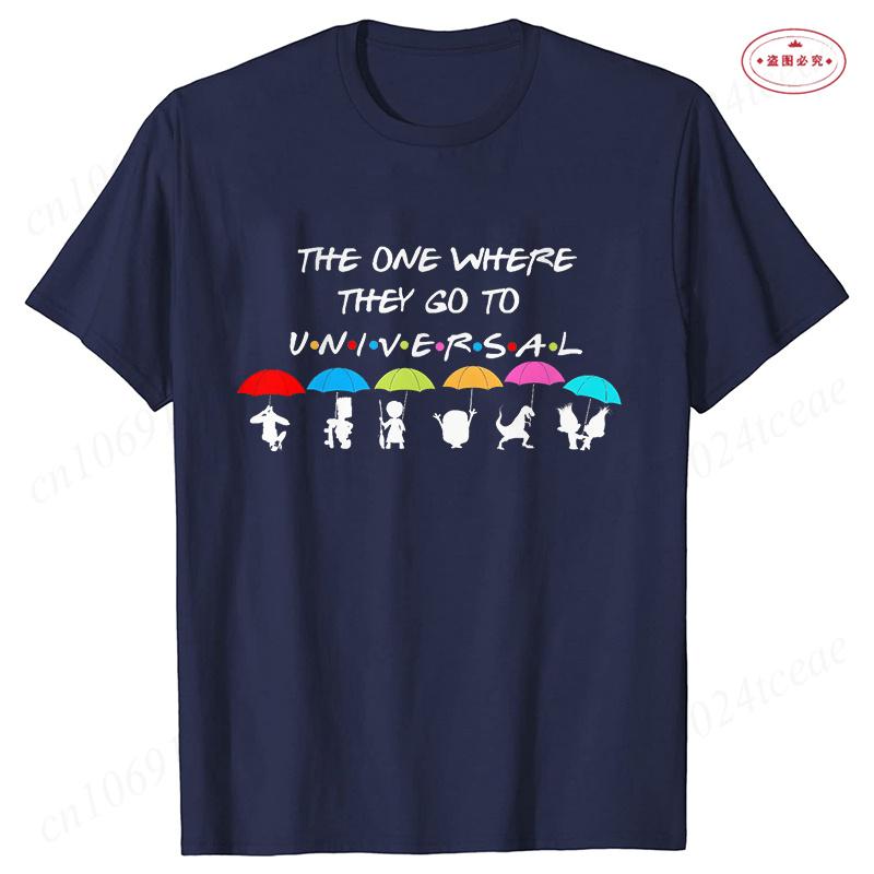 The One Where They Go To Universal T-Shirt for Women Clothing Friends Family Matching Party Tees Funny Umbrella Graphic Tops
