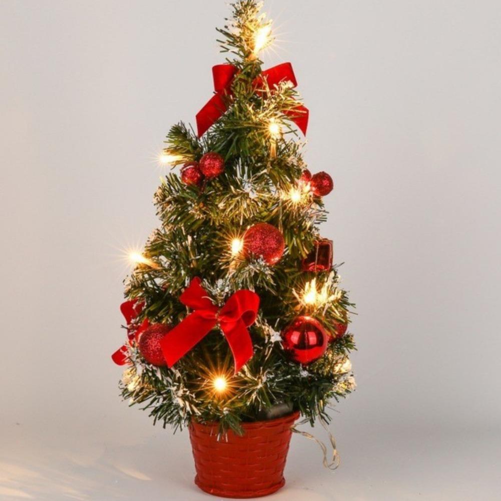 40CM LED Christmas Tree Nightlight LED Light Pine Needle Tree Mini Xmas Tree Christmas Decoration Desktop Ornament New Year Gift