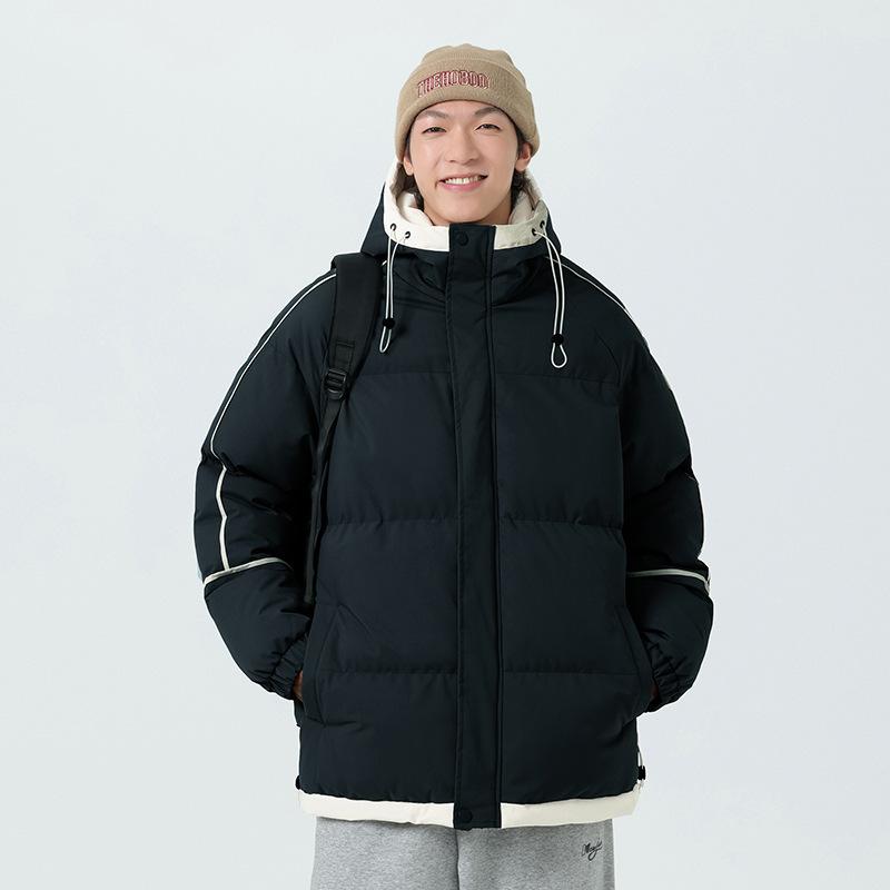 

Youth less feeling cotton clothes men s shoulder sleeves bread clothes student hooded cotton clothes trendy brand couple casual and loose 3XL темно-синього кольору