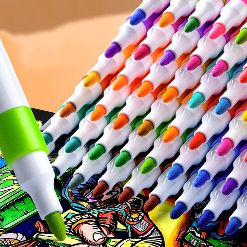 Fine Nib Acrylic Marker Pen Set 80 Colors Child Painting Graffiti Pens Stationery Supplies