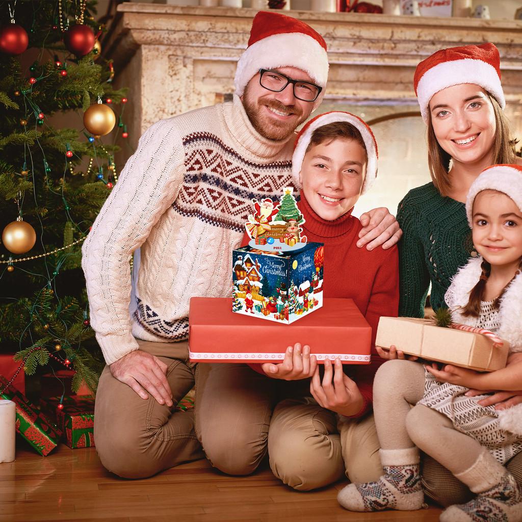 Deep Christmas Blue Theme Pattern Gift Box Holiday Decoration Prop Atmosphere