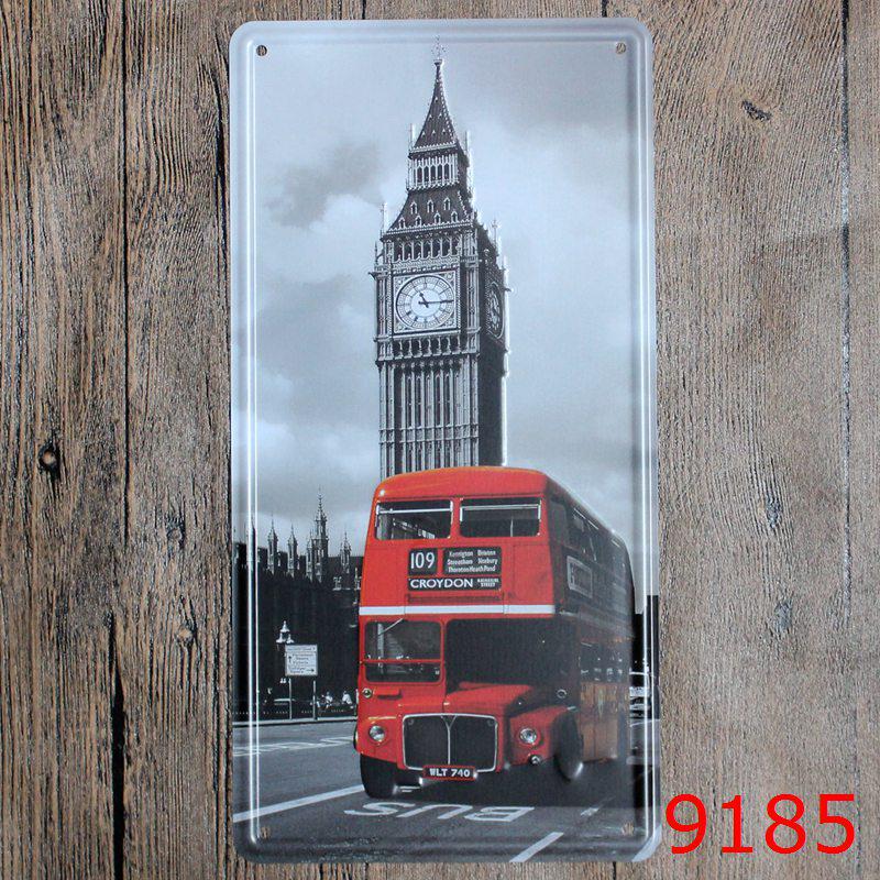 European & American Theme Tin Sign License Plate - Vintage Decor for Restaurants & Cafes