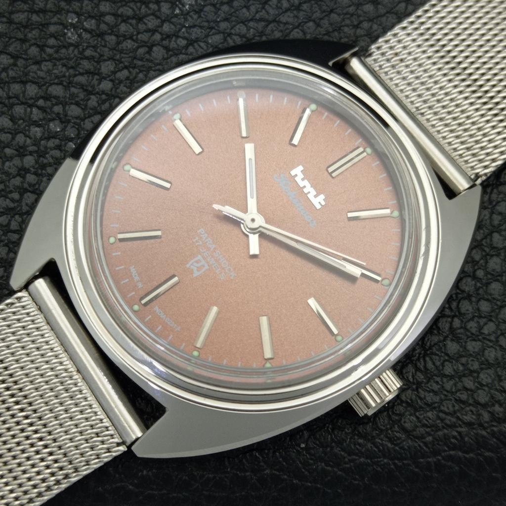 VINTAGE HMT KOHINOOR HAND-WINDING INDIAN MENS BROWN COLOR DIAL WATCH a441022-4 HT-a441022