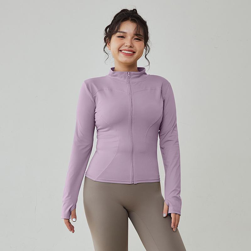 

Женская быстросохнущая куртка для бега на открытом воздухе – Длинный рукав, на молнии, облегающая посадка, фитнес-спортивная одежда Double Extra Large