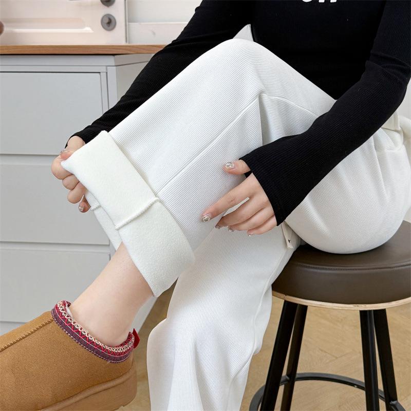 2025 Plus Size High Waist Fleece-gefütterte Hose für Damen—Dicke, Elastische, Vielseitige Freizeithose für Mollige Mädchen