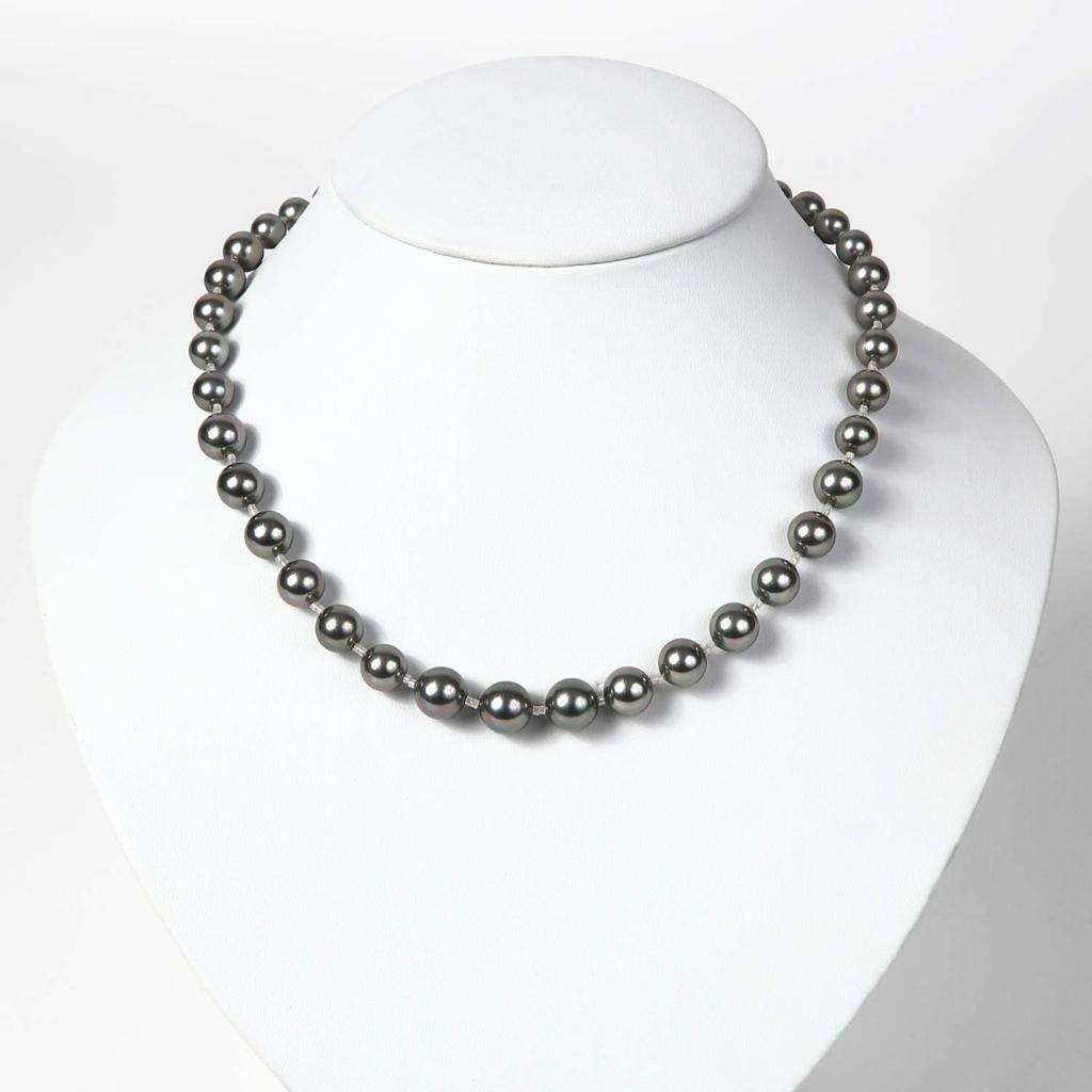 [Produced by Yumi Katsura] Pearl Chain Necklace, Large Pearls (7mm, 8mm, 9mm, 10mm), ShortLong Length, for Women, Suitable for Formal Occasions (Grey)