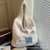 Large Capacity Knitted Woven Bag Women's Autumn and Winter 2025 New Versatile Shoulder Shopping Bag Cartoon Commuter Tote Bag