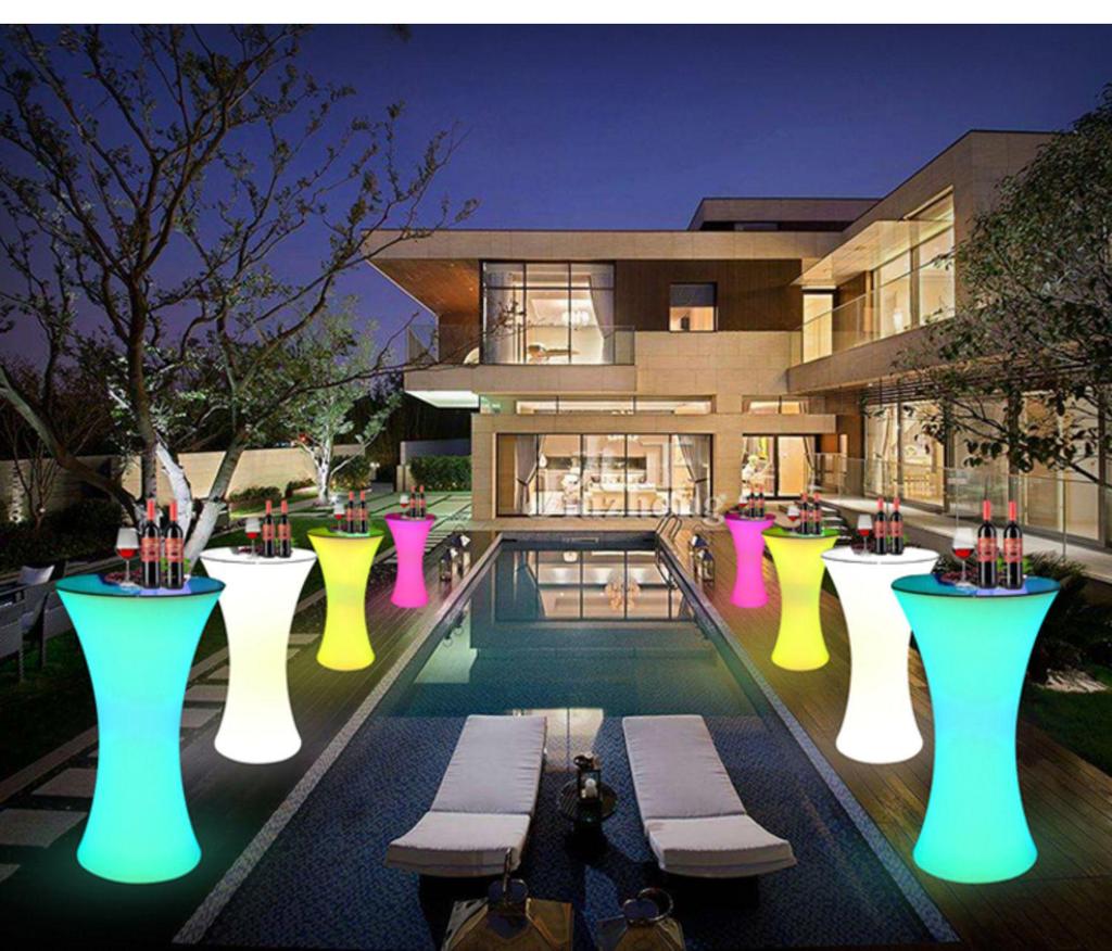 LED Illuminated High Table & Chairs Set - Nightclub Furniture