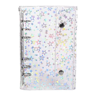 A6 6-Loch Laser Full Sky Star PVC Doppelschnalle Flip Cover Dreifach gefaltetes Loseblatt-Notizbuch Abnehmbarer Einband